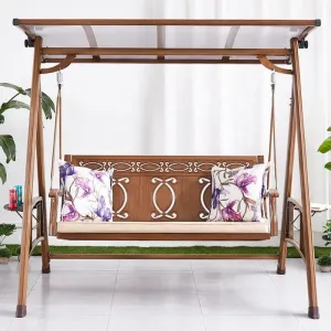 Durable 3 Seater Garden Patio Furniture Outdoor Patio Front Porch Cast Aluminum Swing Hanging Chair with Canopy