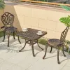 Elegant Durable Patio 3 Piece Coffee Shop Dining Set Furniture Outdoor Garden Cafe Cast Aluminum Square Table 2 Seater Chairs