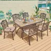 European Aluminum Rectangular Table Chairs Furniture Hotel Garden Events Outdoor Casting Dining Sets 4-6 People