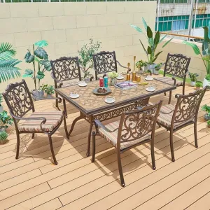European Aluminum Rectangular Table Chairs Furniture Hotel Garden Events Outdoor Casting Dining Sets 4-6 People