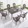 European Cast Aluminum Restaurant Furniture Outdoor Patio Dining Tables Set with 6 Chairs