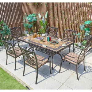 European Durable Dining Room Conference Casting Long Table Chairs Hotel Garden Outdoor Aluminum Dining Sets 4-6 People