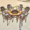 European Royal Aluminum Outdoor Villa Dining Set Furniture Casting Waterproof Restaurant BBQ Grill Round Table Charcoal