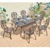 European Villa Backyard Rectangular Table Chairs Casting Aluminum Furniture Outdoor Dining Sets 4-6 People
