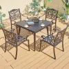 European Villa Bakcyard Square 4 Seater Table Outdoor Furniture Portable Casting Aluminum Dining Table Set 4 Chairs