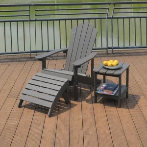 Folding Leisure Modern Front Porch Garden Furniture Set Outdoor Patio HDPE PS Wood Chaises Adirondack Chair with Ottoman