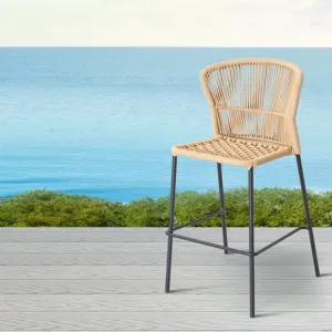 French Modern Garden Balcony Counter Height Bistro Chair Furniture Outdoor Patio Rope Aluminum Bar Stools