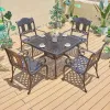 French Style Modern Patio Restaurant Dining Room Square Set Outdoor Garden Balcony Cafe Small Cast Aluminum Dining Table 4 Chair