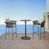French Styled Outdoor Bistro Stools Garden Furniture Bar Height Patio Poolside Woven Rope Aluminum Dining Round Table Chairs Set