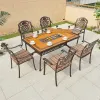 Functional Garden Patio Furniture Outdoor Casting Aluminum Barbecue Dining Table Set