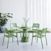 Green Modern Garden Restaurant 5 Piece Dining Seat Set Furniture Outdoor Patio Cafe Aluminum Round Table and 4 Seater Chair