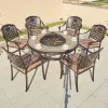Hotel Party Garden Patio Set Luxury Modern Outdoor Durable Cast Aluminum BBQ Grill Round Table 6 Seater Chairs