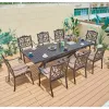 Italian Classical Terrace Casting Long 8 Seater Table Furniture Outdoor Portable Restaurant Aluminum Tables and Chairs