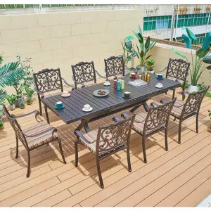 Italian Classical Terrace Casting Long 8 Seater Table Furniture Outdoor Portable Restaurant Aluminum Tables and Chairs