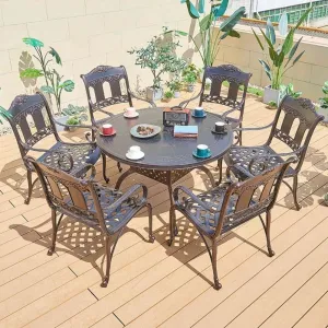 Italian Kitchen Casting Round Table 6 Seater Set Bakcyard Furniture Outdoor Aluminum Chair and Table for Restaurant