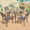 Italian Party Casting Aluminum Square Table Furniture Outdoor Backyard Dining Table Set 4 Seater with Chairs Cushion