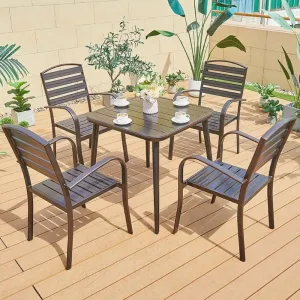 Italian Party Casting Aluminum Square Table Furniture Outdoor Backyard Dining Table Set 4 Seater with Chairs Cushion