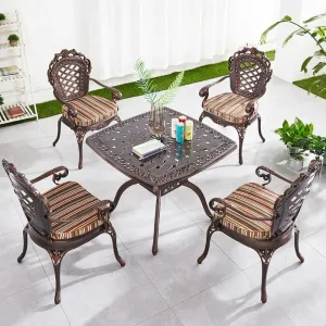 Italian Royal Commercial Garden Party Events Use Restaurant Dining Set Outdoor Patio Cast Aluminum Square Table 4 Person Chairs