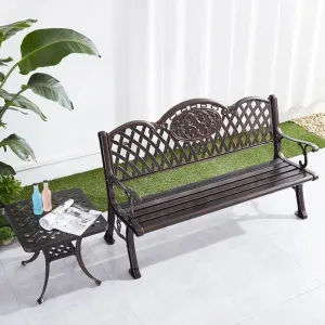 Leisure Exterior Front Porch 2 Seater Chair Furniture Outdoor Patio Garden Cast Aluminum Park Bench Set