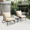 Leisure Modern Villa Patio Cafe Aluminum Table 2 Chairs Furniture Outdoor Garden Rope 3 Piece Relax Seating Balcony Set