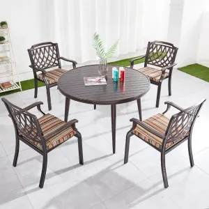Lightweight Balcony Party Round Table Bistro Dining Set Patio Casting Aluminum Outdoor Cafe Table and Chair Set