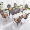 Lightweight Rectangular Table Terrace Furniture Cast Aluminum Modern Outdoor Garden Tables and Chairs 4-6 People