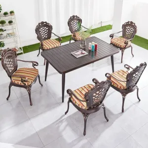 Lightweight Rectangular Table Terrace Furniture Cast Aluminum Modern Outdoor Garden Tables and Chairs 4-6 People