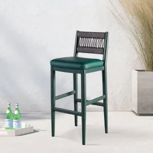 Luxury Best PU Aluminum Bistro Counter Height Chairs Furniture Outdoor Garden Rope High Bar Stools