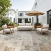 Luxury Comfort Patio Conversation Couch Furniture Outdoor Garden Wooden Look Aluminum 3 Pieces Sectional Sofa Set