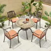 Luxury Contemporary Patio Restaurant Wedding Table 4 Seater Chairs Balcony Cafe Events Cast Aluminum Small Round Dining Set