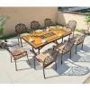 Luxury Design Aluminum Outdoor Restaurant Long Dining Set Villa Patio Bakcyard Cast Party BBQ Table 8 Person Chairs