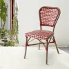 Luxury French Red Stackable Patio Restaurant Dining Furniture Cafe Aluminum Outdoor Garden Rattan Bistro Chairs