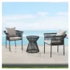 Luxury Grey Beach Garden Patio Cafe 3 Piece Dining Set Furniture Outdoor Restaurant Bar Bistro Aluminum Dining Table 2 Chairs