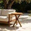 Luxury Minimalist Leisure Hotel Villa Backyard End Table X Shaped Legs Outdoor Resort Garden Terrace Teak Wood Round Side Table