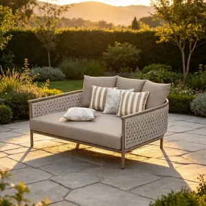 Luxury Modern Courtyard Resort Patio Lounge Area Soft 2 Seater Loveseat Outdoor Hotel Project Garden Rope Aluminum Frame Sofa