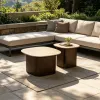 Luxury Modern Hotel Project Sintered Stone Top Outdoor Villa Garden Aluminum Nesting Coffee Table Set for Leisure Lounge Area