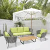 Luxury Modern Patio Conversation Couches Loveseat Furniture Outdoor Garden Rope Aluminum Sectional Sofa Set