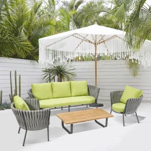 Luxury Modern Patio Conversation Couches Loveseat Furniture Outdoor Garden Rope Aluminum Sectional Sofa Set