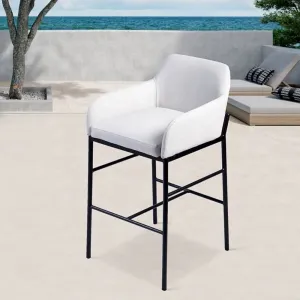 Luxury Outdoor Patio Aluminum Counter Height Bistro Chairs Furniture Garden PU White High Bar Stools