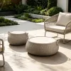 Luxury Project Grade Villa Garden Aluminum Frame Leisure Patio Terrace Area Sintered Stone Tabletop Outdoor Rope Coffee Table