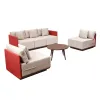 Luxury Red Comfty Garden Deep Cushion Living Couch Setting Furniture Outdoor Patio Rope Aluminum 4 Piece Sectional Sofas Set