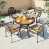 Luxury Villa Terrace Waterproof Round Garden Table Set Outdoor French Evnets Cast Aluminum Alloy Dining Table 4 Chairs
