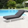 Luxury White Patio Poolside Lounge Sunbed Furniture Outdoor Garden Pool Aluminum Chaise Loungers Chairs with Wheels for Outside