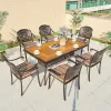 Luxury 7 Piece Patio Garden Dining Set Furniture Outdoor Porch Balcony Cast Aluminum Table and 6 Seater Chairs