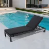 Modern Black Exterior Patio Garden Lounge Sunbed Furniture Outdoor Hotel Aluminum Pool Chaise Sun Loungers Chairs with Wheels