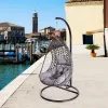 Modern Black Garden Backyard Patio Wicker Metal Hanging Furniture Outdoor Porch Weaving Rattan Swing Seat Chair Set with Armrest