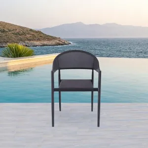 Modern Black Garden Restaurant Aluminum Armchairs Furniture Outdoor Patio Cafe Teslin Bistro Dining Chairs