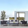 Modern Black Patio Backyard Sectional Couch Furniture Outdoor Garden Aluminum 4 Piece Rope Conversation Sofa Set for Sale