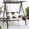 Modern Black Patio Front Porch Furniture Outdoor Garden Cast Aluminum Double 2 Person Seater Hanging Swing Chair