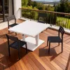 Modern Black Square Table 4 Seater Armless Chairs Furniture Outdoor Patio Cafe 5 Piece Aluminum Rope High Adjustable Dining Set